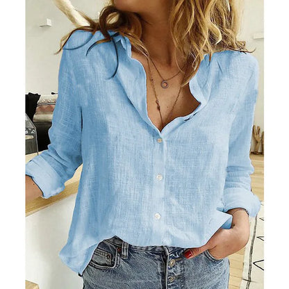 Lisa – Stijlvolle Wit-blauw Oversized Blouse